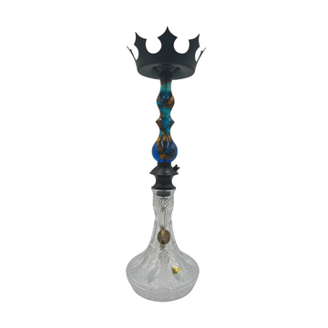 Regal Blue Clear/Blue Glitter Epoxy Queen Hookah (1 of 1) (Stem Only)