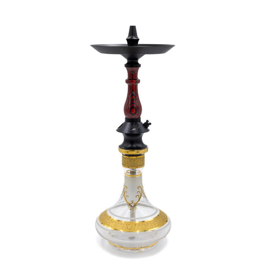 Regal Aqua Grey/Red Dymondwood Prince Hookah | Hookah Vault